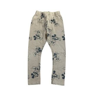 Zara Kids Mickey Mouse Leggings Pants Beige Tan Disney Print Stretch Size 4-5Y